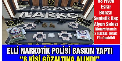 Elli Narkotik polisi baskın yaptı 6 kişi gözaltına alındı