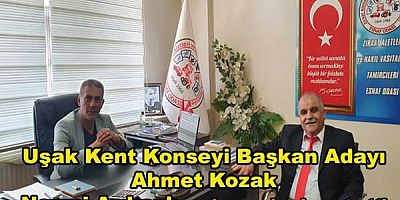 Uşak Kent Konseyi Başkan adayı Ahmet Kozak Nazmi Arıkan'ı makamında ziyaret etti